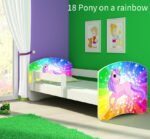 Dječji krevet ACMA s motivom, bočna bijela 140x70 cm 18 Pony on a rainbow