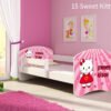 Dječji krevet ACMA s motivom, bočna bijela 140x70 cm 15 Sweet Kitty