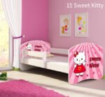 Dječji krevet ACMA s motivom, bočna bijela 140x70 cm 15 Sweet Kitty