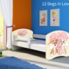Dječji krevet ACMA s motivom, bočna bijela 140x70 cm 12 Dogs in Love