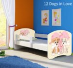 Dječji krevet ACMA s motivom, bočna bijela 140x70 cm 12 Dogs in Love