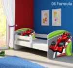 Dječji krevet ACMA s motivom, bočna bijela 140x70 cm 06 Formula 1