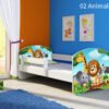 Dječji krevet ACMA s motivom, bočna bijela 140x70 cm 02 Animals