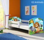 Dječji krevet ACMA s motivom, bočna bijela 140x70 cm 02 Animals