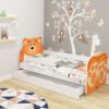 Dječji krevet ACMA Animals, bočna bijela + ladica 160x80 cm 05 Medo