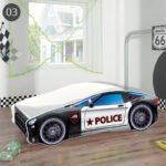 Dječji krevet ACMA Auto 160x80 cm 03 Policija crno-bijeli