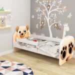 Dječji krevet ACMA Animals, bočna bijela 140x70 cm 04 Pas