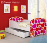 Dječji krevet ACMA s motivom + ladica 180x80 cm 25 Sweet hearts