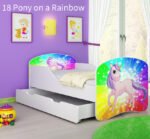 Dječji krevet ACMA s motivom + ladica 180x80 cm 18 Pony on a rainbow