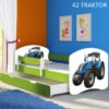 Dječji krevet ACMA s motivom, bočna zelena + ladica 180x80 cm 42 Traktor