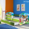 Dječji krevet ACMA s motivom, bočna zelena + ladica 140x70 cm 34 Farm
