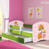 Dječji krevet ACMA s motivom, bočna zelena + ladica 140x70 cm 33 Cats