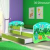 Dječji krevet ACMA s motivom, bočna zelena + ladica 140x70 cm 30 Dinosaurs