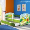 Dječji krevet ACMA s motivom, bočna zelena + ladica 140x70 cm 29 Aeroplane