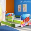 Dječji krevet ACMA s motivom, bočna zelena + ladica 140x70 cm 28 Clown Fish