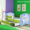 Dječji krevet ACMA s motivom, bočna zelena + ladica 140x70 cm 26 Blue Elephant