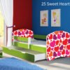 Dječji krevet ACMA s motivom, bočna zelena + ladica 140x70 cm 25 Sweet hearts