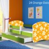 Dječji krevet ACMA s motivom, bočna zelena + ladica 140x70 cm 24 Orange Daisy