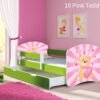 Dječji krevet ACMA s motivom, bočna zelena + ladica 140x70 cm 10 Pink Teddy Bear