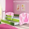 Dječji krevet ACMA s motivom, bočna zelena + ladica 140x70 cm 08 Princess with Pony