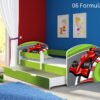 Dječji krevet ACMA s motivom, bočna zelena + ladica 140x70 cm 06 Formula 1