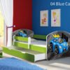 Dječji krevet ACMA s motivom, bočna zelena + ladica 140x70 cm 04 Blue Car