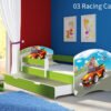 Dječji krevet ACMA s motivom, bočna zelena + ladica 140x70 cm 03 Racing Car
