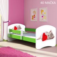 Dječji krevet ACMA s motivom, bočna zelena 140x70 cm 40 Mačka