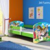 Dječji krevet ACMA s motivom, bočna zelena 140x70 cm 34 Farm