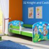 Dječji krevet ACMA s motivom, bočna zelena 140x70 cm 32 Knight