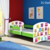 Dječji krevet ACMA s motivom, bočna zelena 140x70 cm 31 Owls