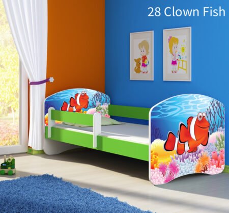 Dječji krevet ACMA s motivom, bočna zelena 140x70 cm 28 Clown Fish