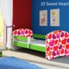 Dječji krevet ACMA s motivom, bočna zelena 140x70 cm 25 Sweet hearts