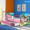 Dječji krevet ACMA s motivom, bočna roza + ladica 140x70 cm 34 Farm