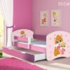Dječji krevet ACMA s motivom, bočna roza + ladica 140x70 cm 33 Cats