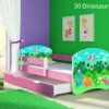 Dječji krevet ACMA s motivom, bočna roza + ladica 140x70 cm 30 Dinosaurs