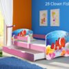 Dječji krevet ACMA s motivom, bočna roza + ladica 140x70 cm 28 Clown Fish