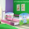 Dječji krevet ACMA s motivom, bočna roza + ladica 140x70 cm 27 Colored Elephant
