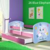 Dječji krevet ACMA s motivom, bočna roza + ladica 140x70 cm 26 Blue Elephant