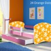 Dječji krevet ACMA s motivom, bočna roza + ladica 140x70 cm 24 Orange Daisy