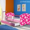 Dječji krevet ACMA s motivom, bočna roza + ladica 140x70 cm 23 Pink Daisy