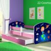 Dječji krevet ACMA s motivom, bočna roza + ladica 140x70 cm 22 Cosmos