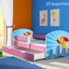 Dječji krevet ACMA s motivom, bočna roza + ladica 140x70 cm 19 Superhero