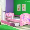 Dječji krevet ACMA s motivom, bočna roza + ladica 140x70 cm 17 Pony