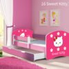 Dječji krevet ACMA s motivom, bočna roza + ladica 140x70 cm 16 Sweet Kitty 2