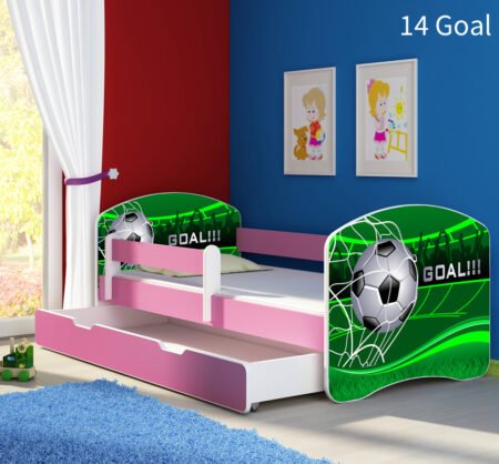 Dječji krevet ACMA s motivom, bočna roza + ladica 180x80 cm 14 Goal