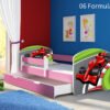 Dječji krevet ACMA s motivom, bočna roza + ladica 140x70 cm 06 Formula 1