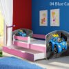 Dječji krevet ACMA s motivom, bočna roza + ladica 140x70 cm 04 Blue Car