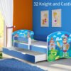 Dječji krevet ACMA s motivom, bočna plava + ladica 140x70 cm 32 Knight
