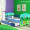 Dječji krevet ACMA s motivom, bočna plava + ladica 140x70 cm 30 Dinosaurs
